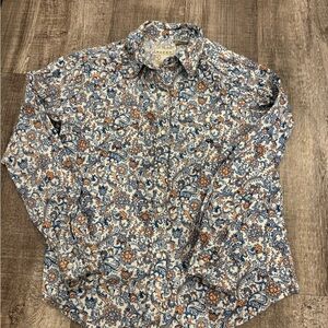Roper Blue and Orange Paisley Button Down Shirt